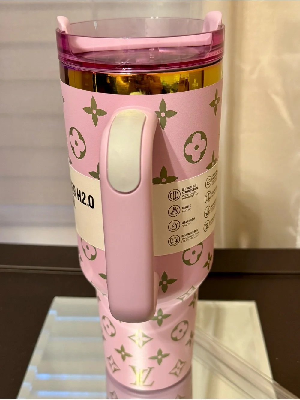 New Stanley Light Purple Tumbler with Iridescent Monogram Accents - Picture 3 of 7